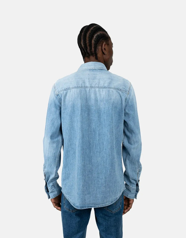 G-Star RAW Men's Clean Slim Faded Blue Thames Denim Shirt