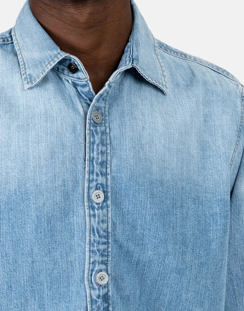 G-Star RAW Men's Clean Slim Faded Blue Thames Denim Shirt