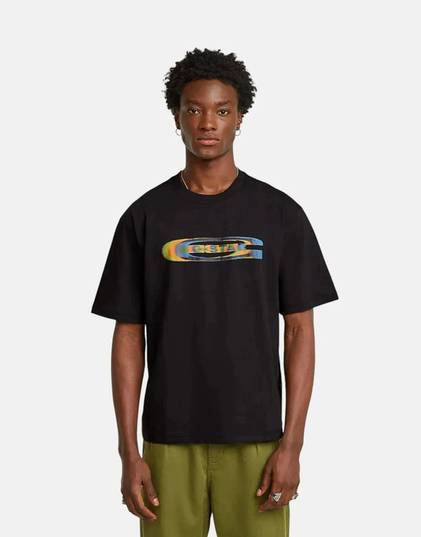 G-Star RAW Men's Organic Cotton Black Boxy T-Shirt Vintage Logo Style