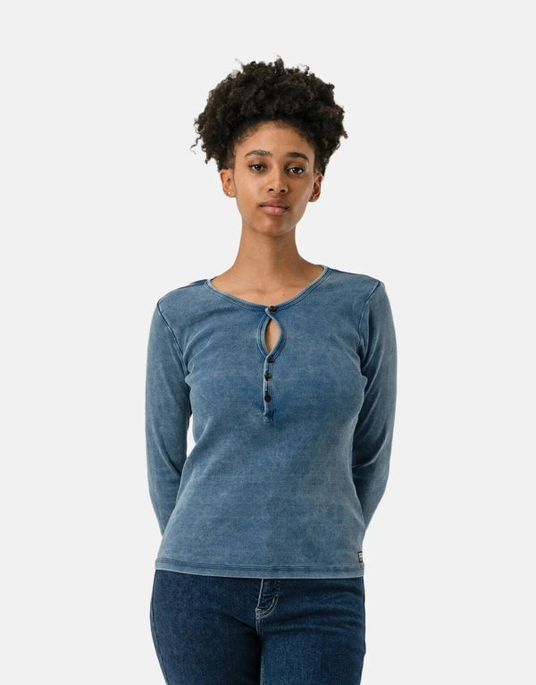 G-Star RAW Men's Deep V Indigo Henley Slim Fit Premium Cotton T-Shirt
