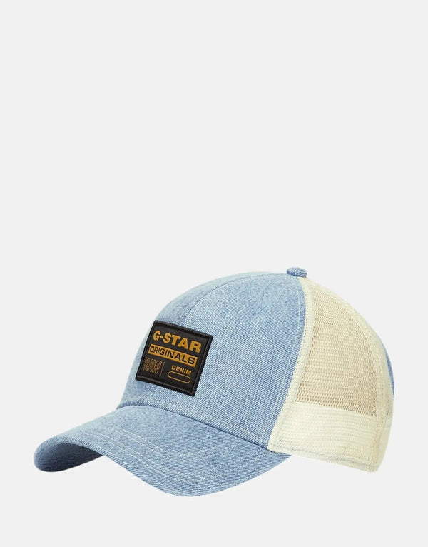 G-Star RAW Premium Denim Embroidered Baseball Trucker Cap - Faded Blue Mist