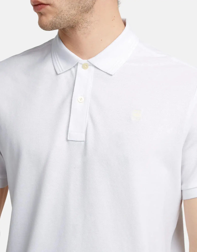 G-Star RAW Dunda Men's White Polo Shirt - Stretch Organic Cotton Pique