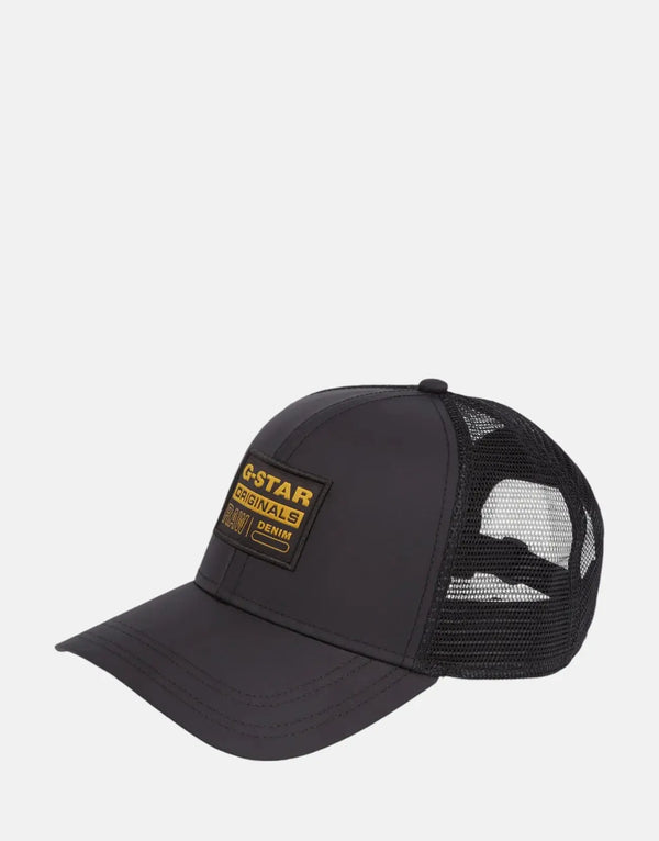 G-Star RAW Embroidered Baseball Trucker Cap: Stylish Black, Breathable Mesh Design
