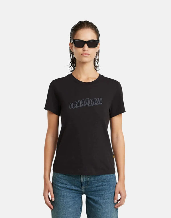 G-Star RAW Women's Embroidered Logo Black T-Shirt: Urban Style, Premium Comfort