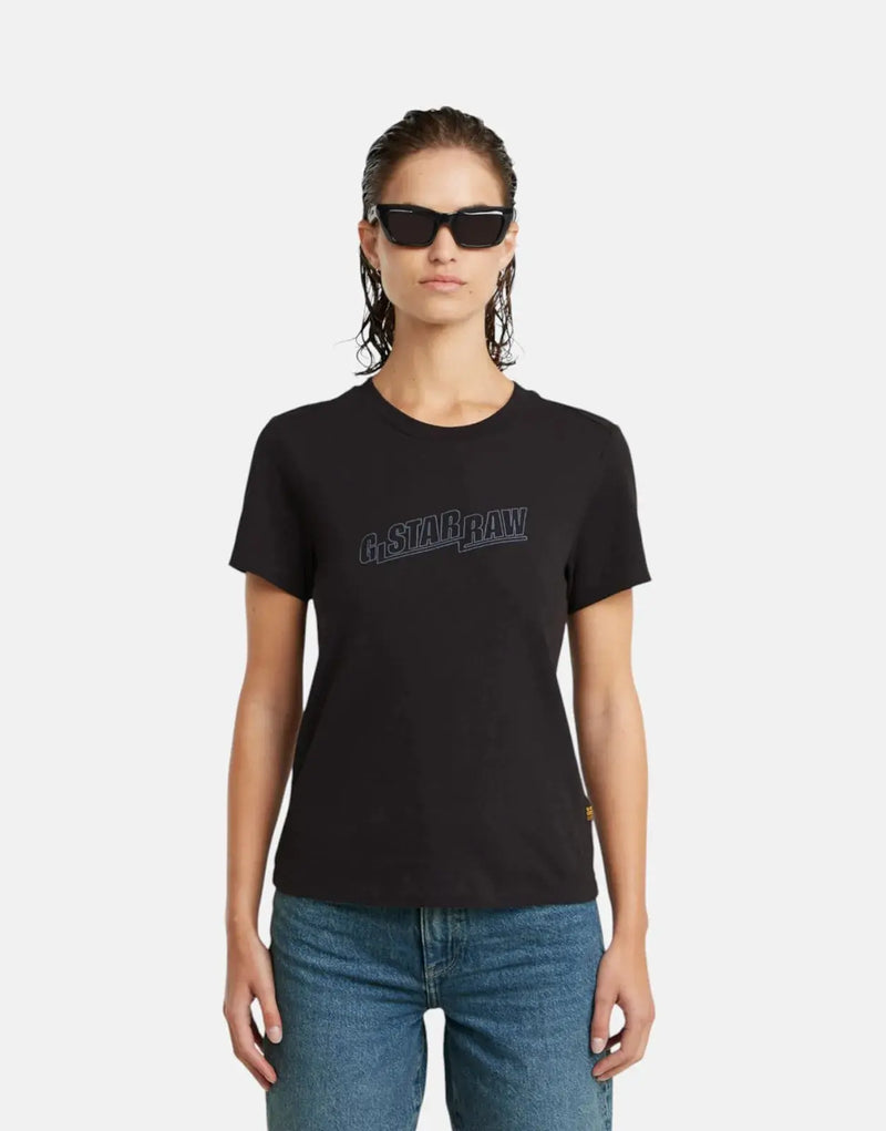 G-Star RAW Women's Embroidered Logo Black T-Shirt: Urban Style, Premium Comfort