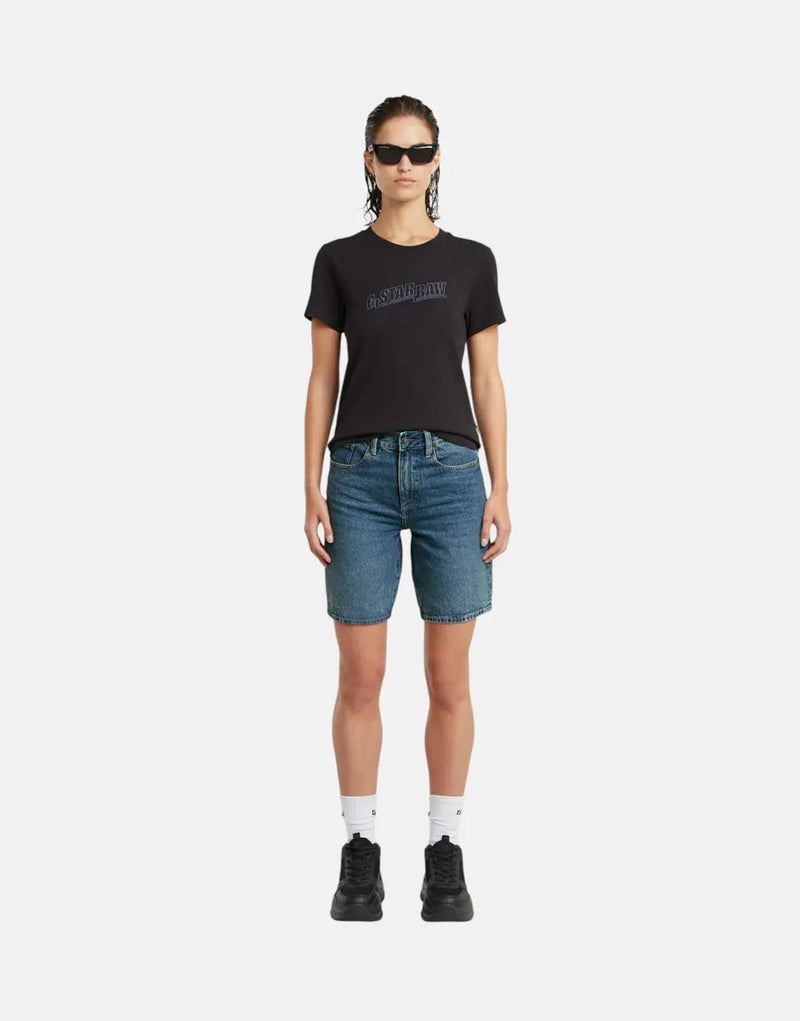 G-Star RAW Women's Embroidered Logo Black T-Shirt: Urban Style, Premium Comfort