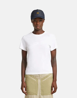 G-Star RAW Embroidered Logo White Organic Cotton T-Shirt for Casual Comfort