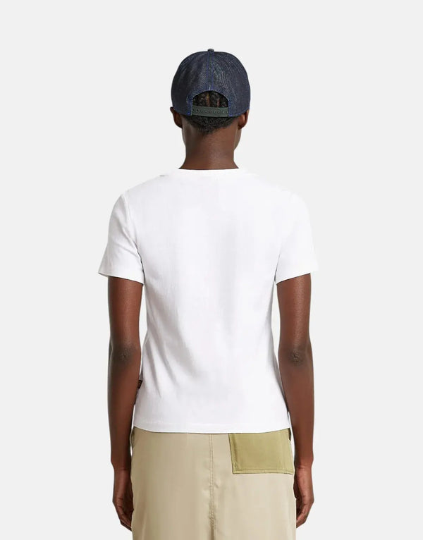 G-Star RAW Embroidered Logo White Organic Cotton T-Shirt for Casual Comfort