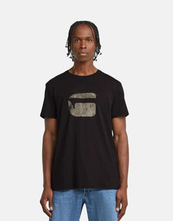 G-Star RAW Men's Organic Cotton Black T-Shirt with Unique Fingerprint Burger Print