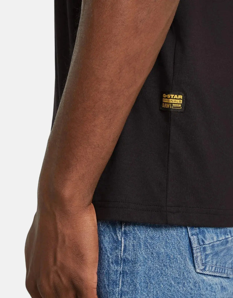 G-Star RAW Men's Organic Cotton Black T-Shirt with Unique Fingerprint Burger Print