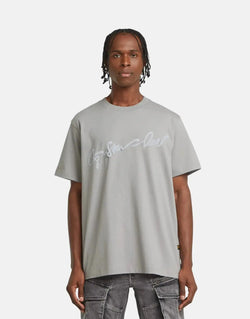 G-Star RAW Flock G-Script Grey Alloy Loose Fit Organic Cotton T-Shirt