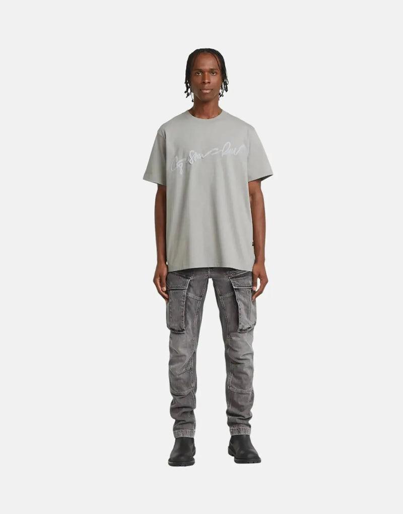 G-Star RAW Flock G-Script Grey Alloy Loose Fit Organic Cotton T-Shirt
