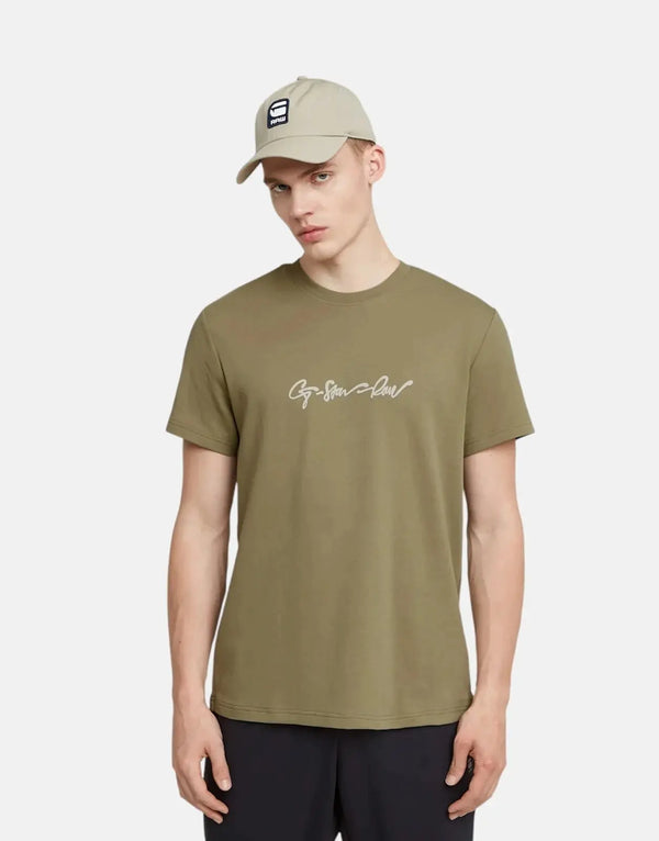 G-Star RAW Men's Organic Cotton G-Script Ensis Green T-Shirt