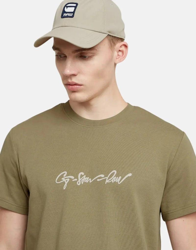 G-Star RAW Men's Organic Cotton G-Script Ensis Green T-Shirt