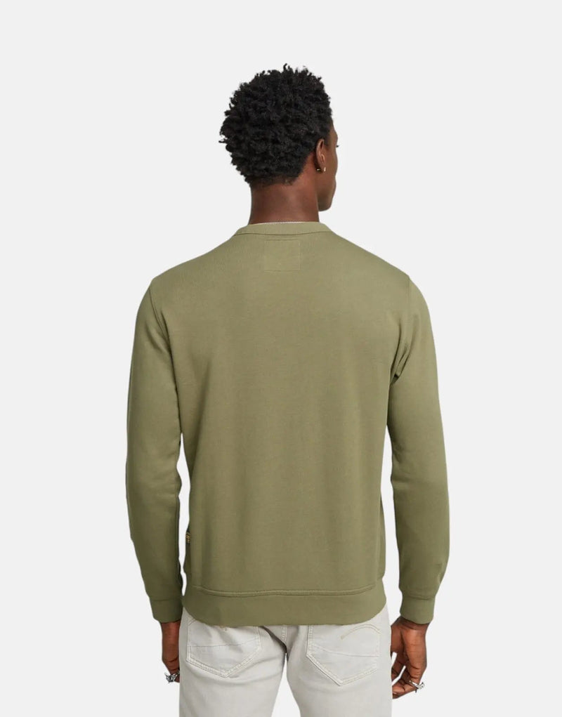 G-Star RAW Men's Organic Cotton G-Script Logo Ensis Green Crewneck Sweatshirt
