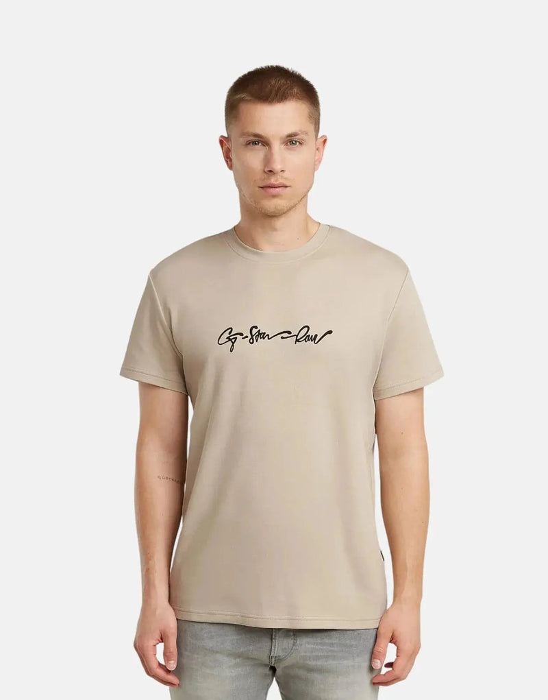 G-Star RAW Men's G-Script Organic Cotton Dark Brick T-Shirt with Graphic Print