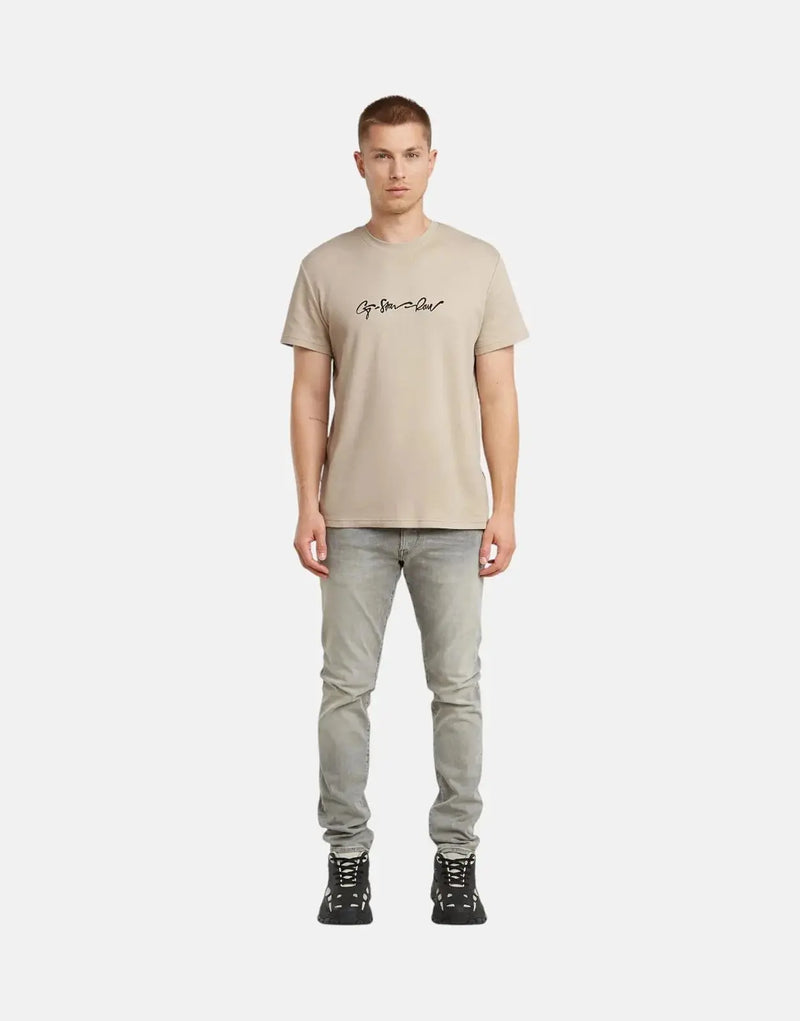 G-Star RAW Men's G-Script Organic Cotton Dark Brick T-Shirt with Graphic Print