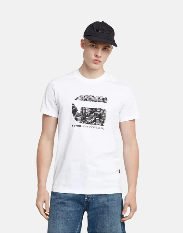 G-Star RAW Men's Organic Cotton Graphic White T-Shirt - Urban Style Essential