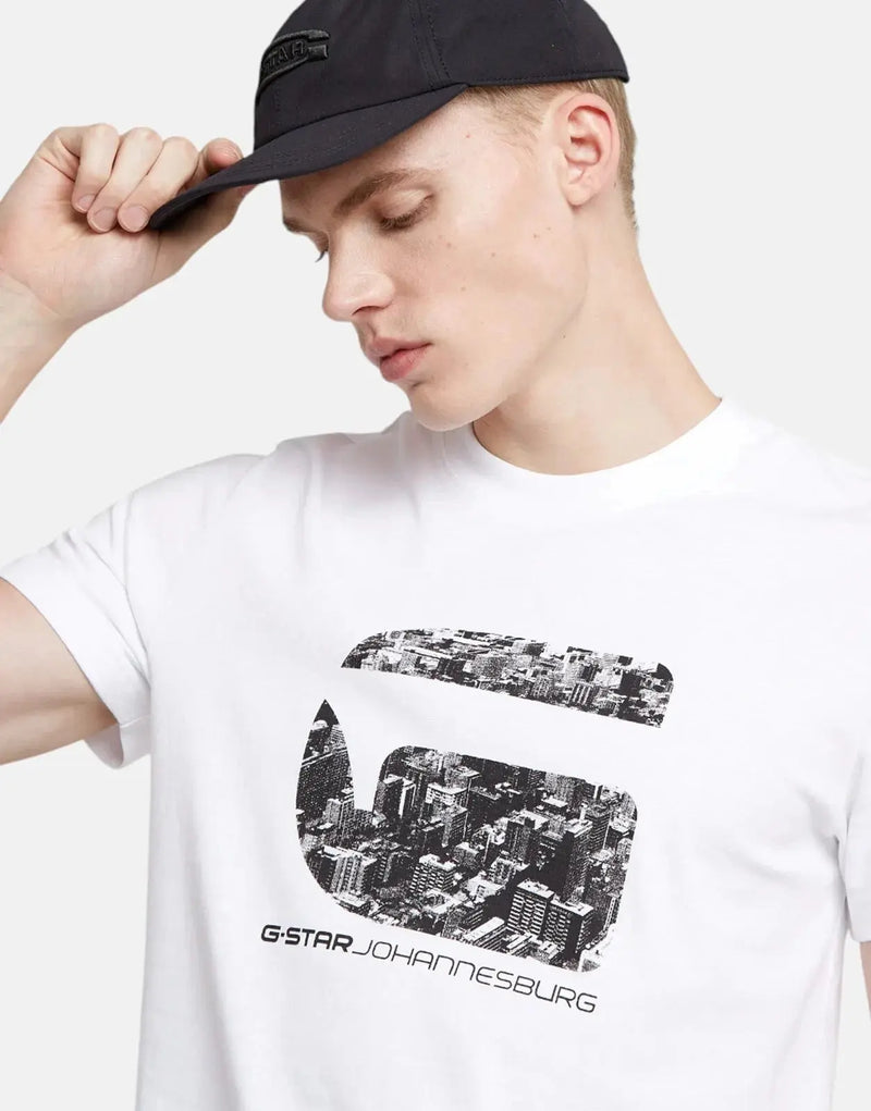 G-Star RAW Men's Organic Cotton Graphic White T-Shirt - Urban Style Essential
