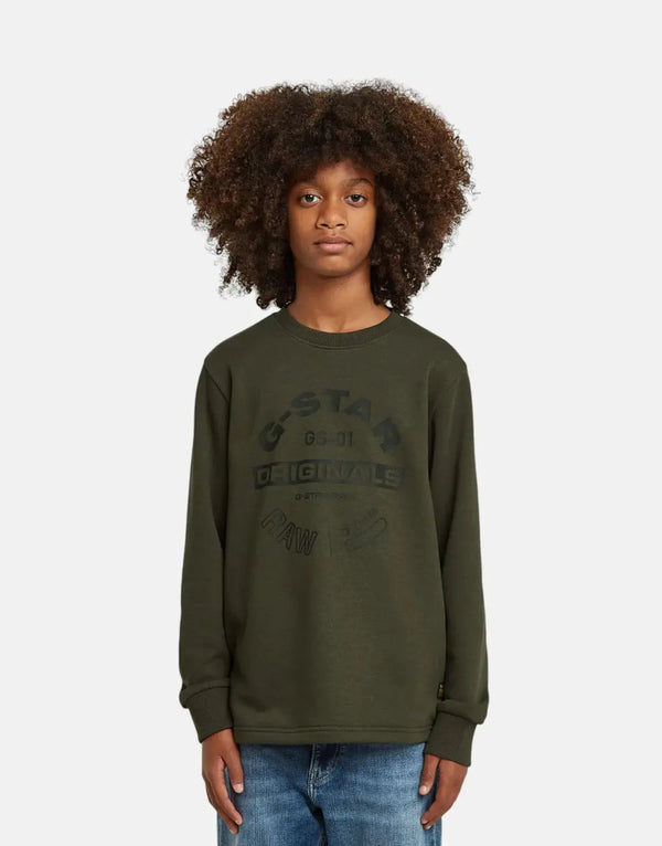 G-Star RAW Kids Unbrushed Crewneck Sweatshirt with Graphic Print for Boys