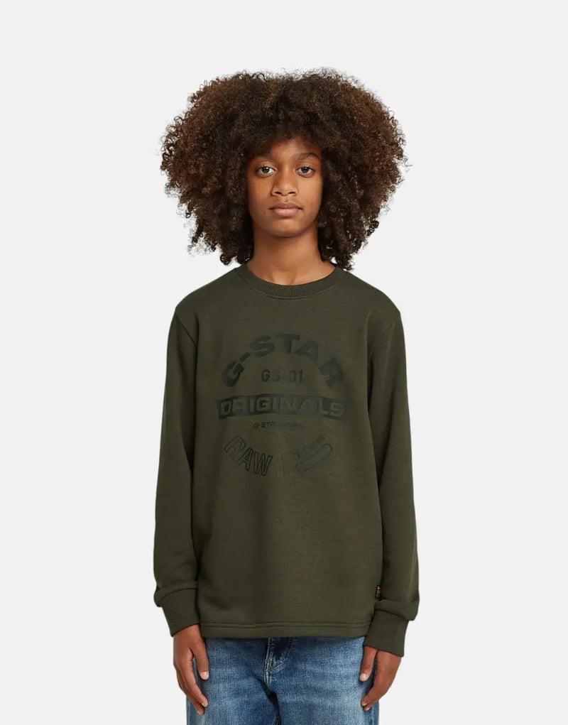 G-Star RAW Kids Unbrushed Crewneck Sweatshirt with Graphic Print for Boys