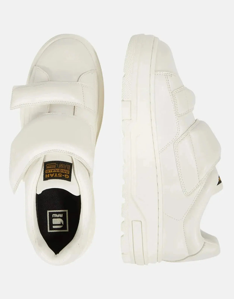 G-Star RAW Lhana II White Leather Velcro Sneakers for Women with Raised Sole