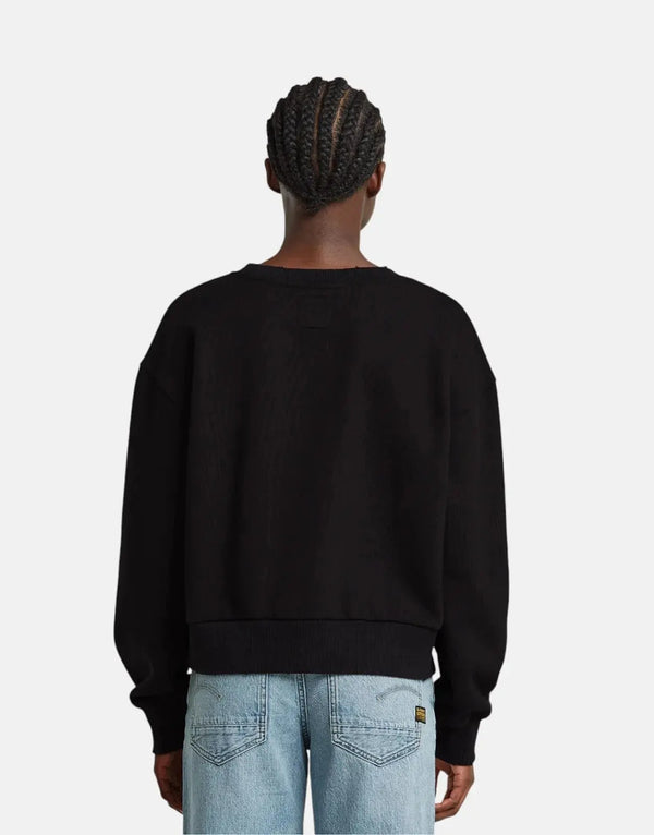 G-Star RAW Logo Loose Black Sweatshirt: Organic Cotton, Comfort Fit, Terry Knit
