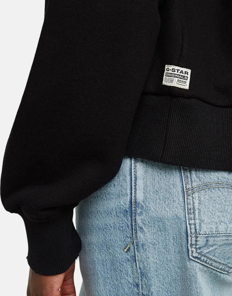 G-Star RAW Logo Loose Black Sweatshirt: Organic Cotton, Comfort Fit, Terry Knit