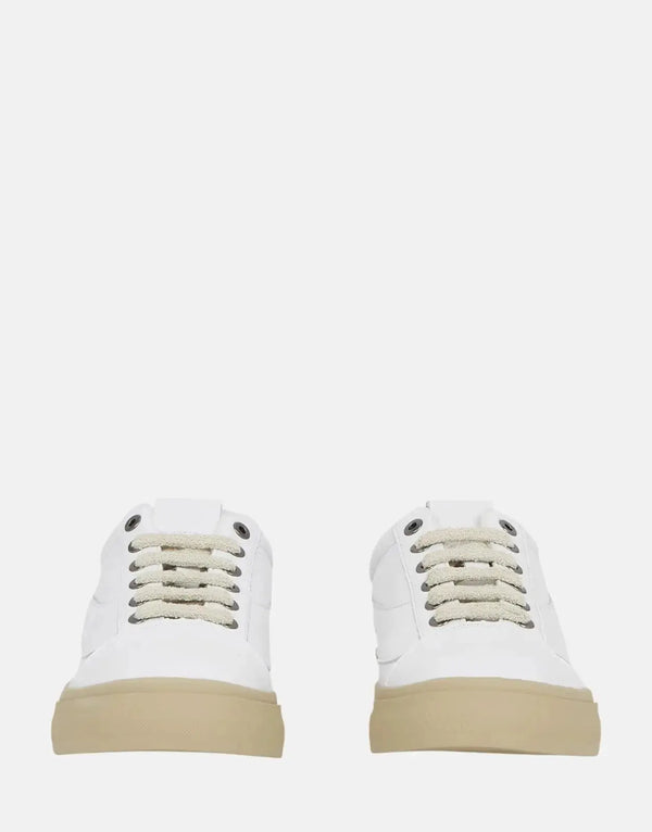 G-Star RAW Loom Lea White Leather Sneakers: Sleek Low-Cut, Durable Rubber Sole