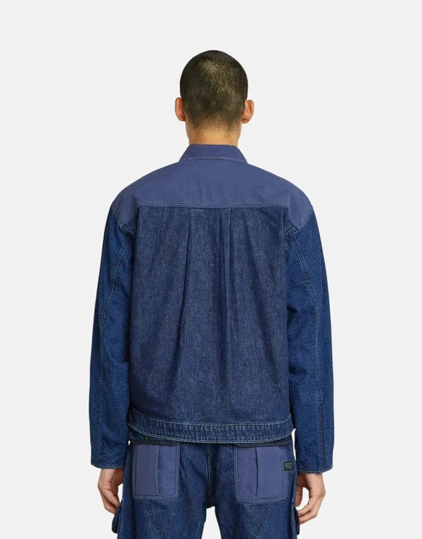 G-Star RAW Men's Faded Indigo Mixed Coach Zip Jacket Durable Denim