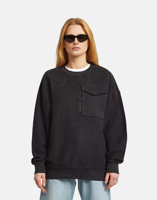 G-Star RAW Women's Multi Pocket Loose Cropped Black Organic Cotton Sweater