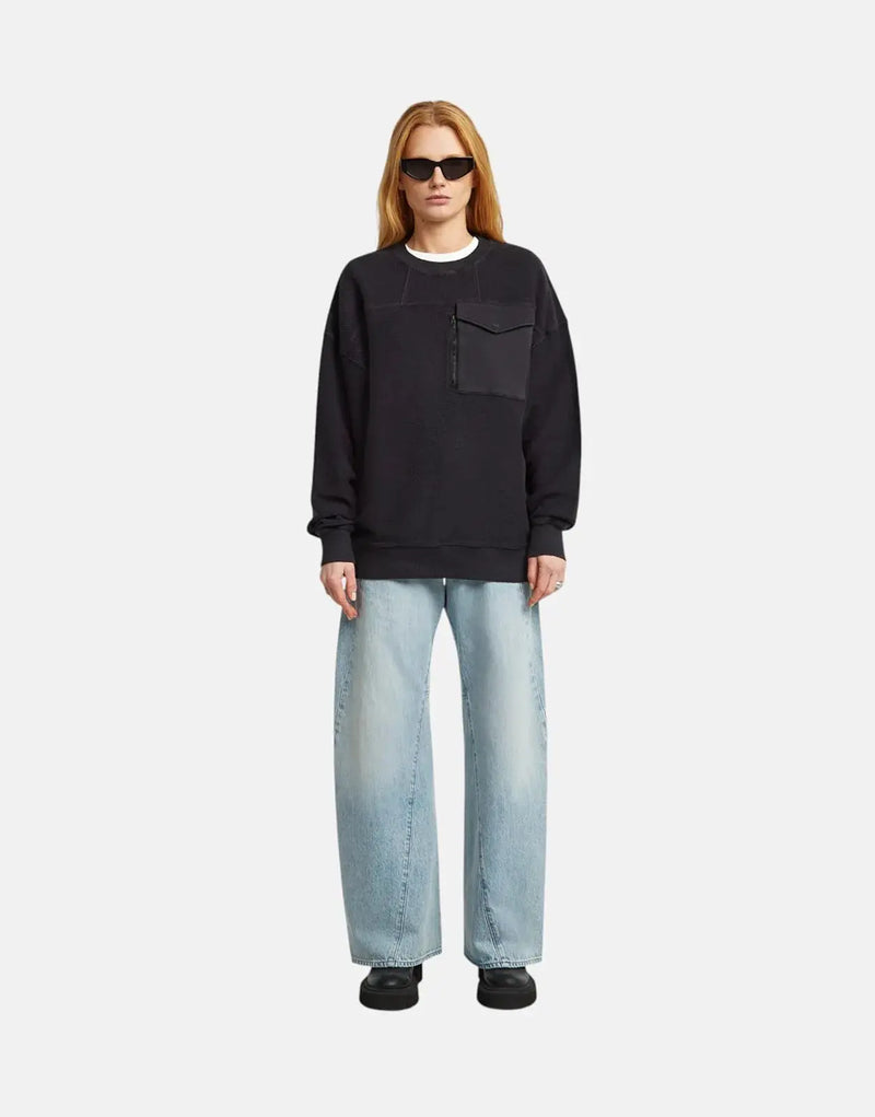 G-Star RAW Women's Multi Pocket Loose Cropped Black Organic Cotton Sweater