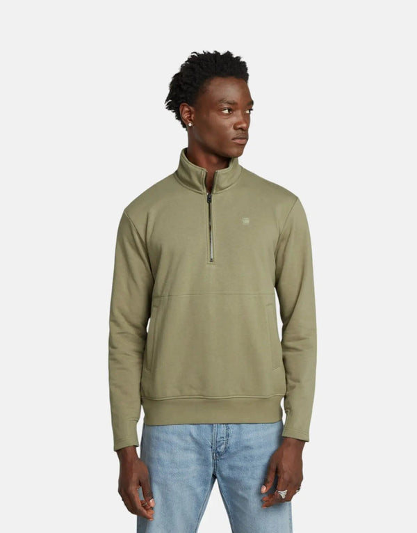 G-Star RAW Nifous Men's Half-Zip Ensis Green Organic Cotton Terry Loop Sweatshirt