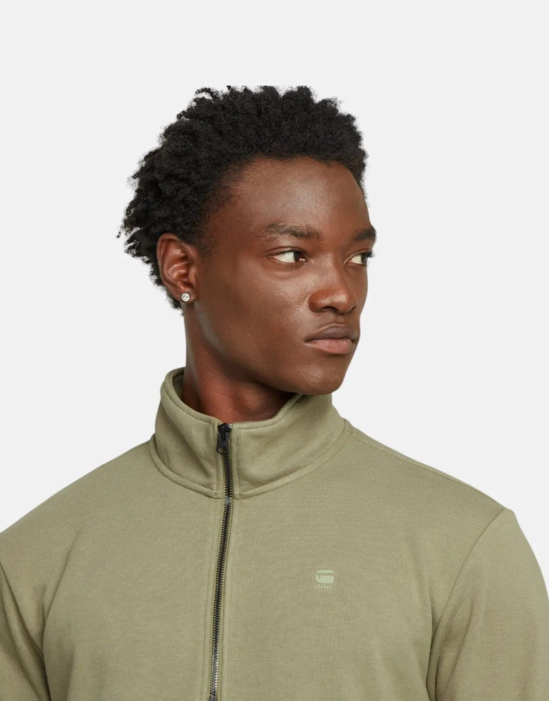 G-Star RAW Nifous Men's Half-Zip Ensis Green Organic Cotton Terry Loop Sweatshirt