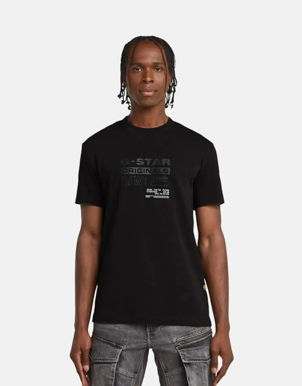 G-Star RAW Originals Black Organic Cotton Graphic Print Men's T-Shirt