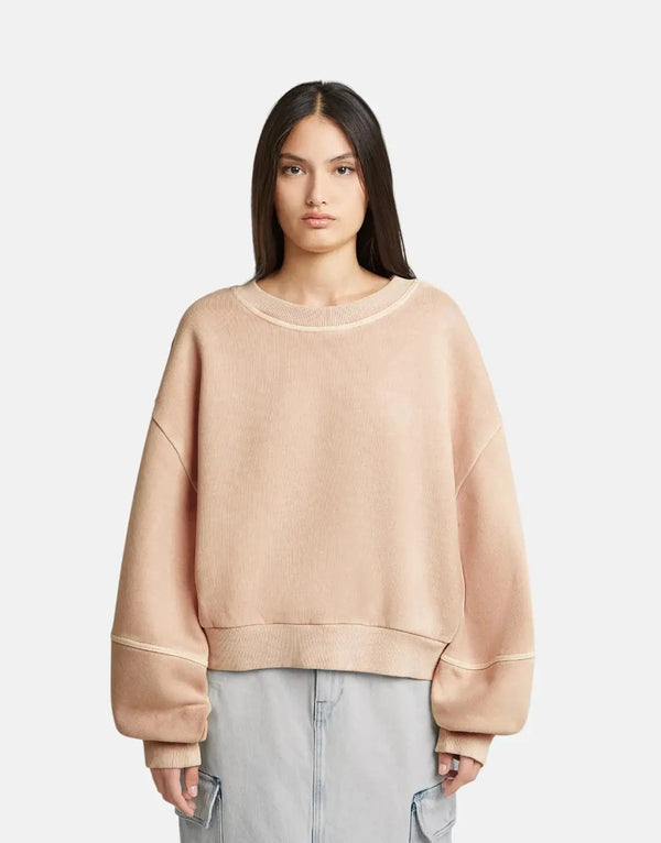 G-Star RAW Women's Overdyed Oversized Liquid Pink Organic Cotton Sweatshirt