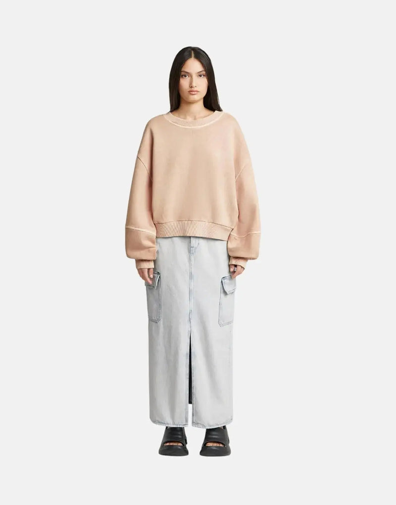 G-Star RAW Women's Overdyed Oversized Liquid Pink Organic Cotton Sweatshirt