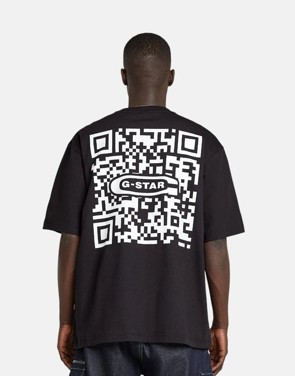 G-Star RAW Men's Boxy Black Organic Cotton QR Code Graphic T-Shirt