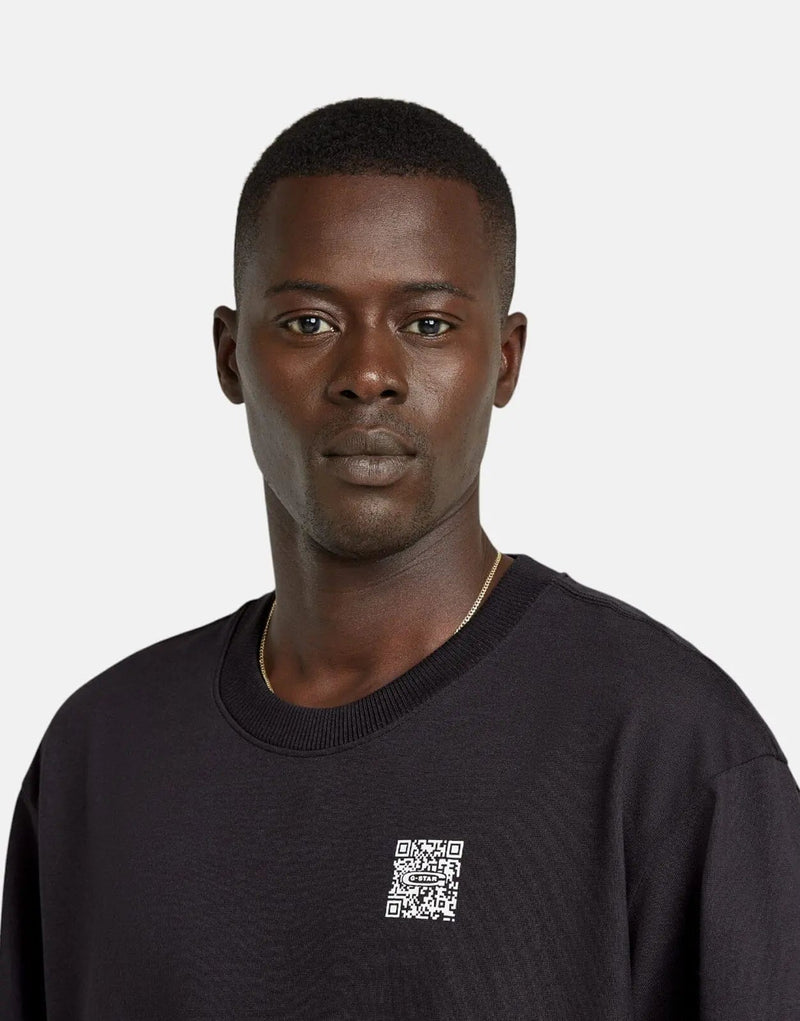 G-Star RAW Men's Boxy Black Organic Cotton QR Code Graphic T-Shirt
