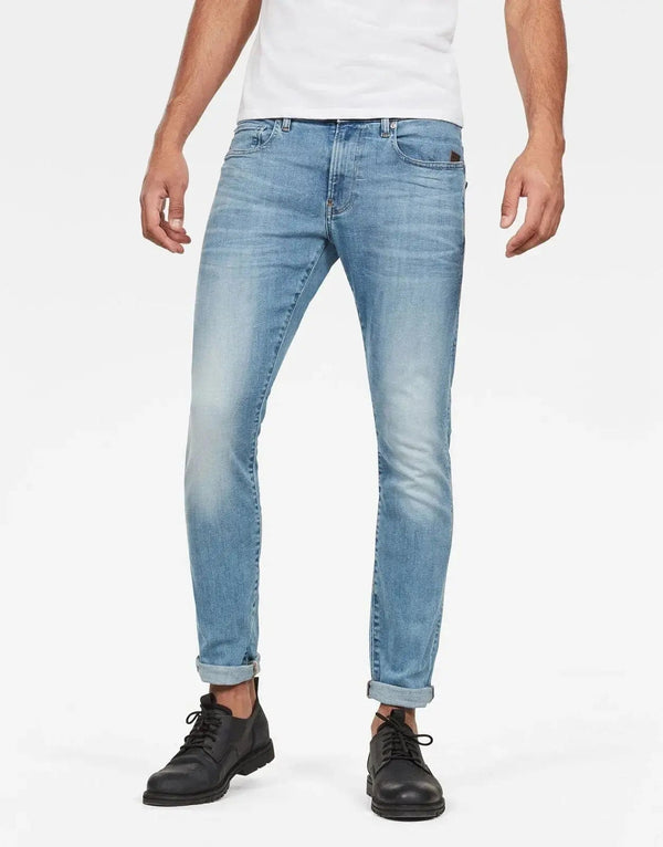 G-Star RAW Revend Skinny Jeans: Light Indigo Aged Wash Denim Comfort