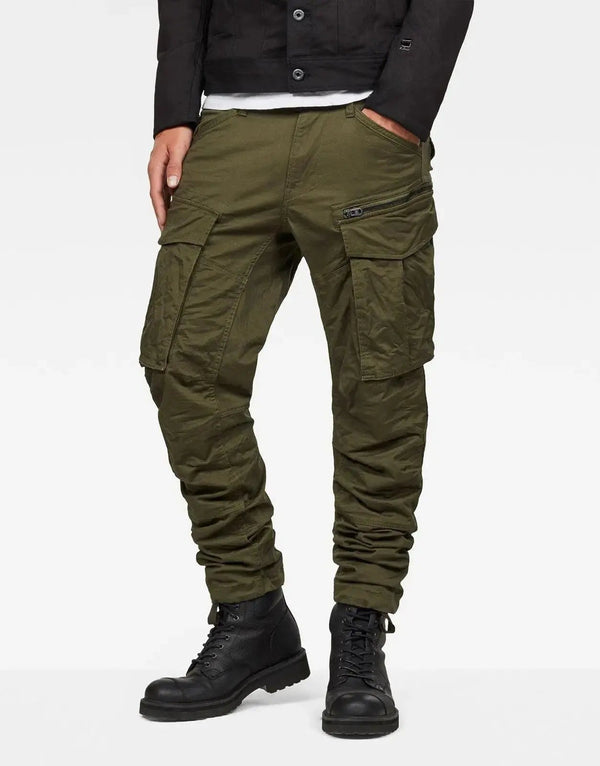 G-Star RAW Rovic 3D Tapered Green Cargo Pants: Stretch Twill, Articulated Knees
