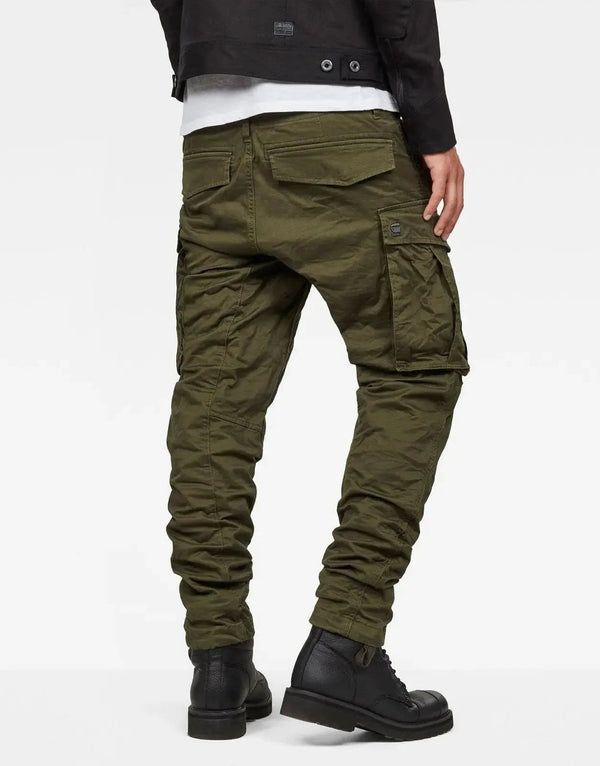G-Star RAW Rovic 3D Tapered Green Cargo Pants: Stretch Twill, Articulated Knees