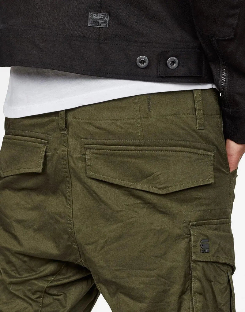 G-Star RAW Rovic 3D Tapered Green Cargo Pants: Stretch Twill, Articulated Knees