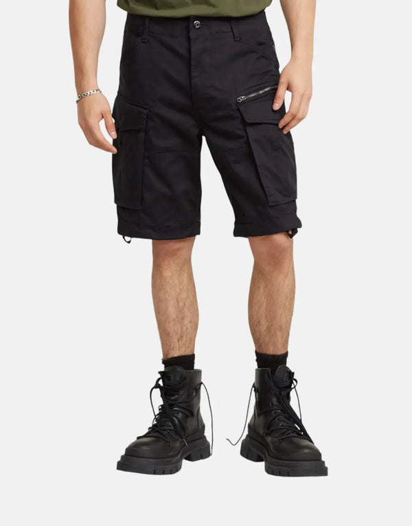 G-Star RAW Rovic Zip Relaxed Black Shorts: Versatile Cargo Design with Adjustable Hem
