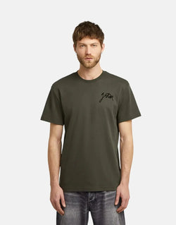 G-Star RAW Men's Script Asfalt Organic Cotton T-Shirt Regular Fit Comfort