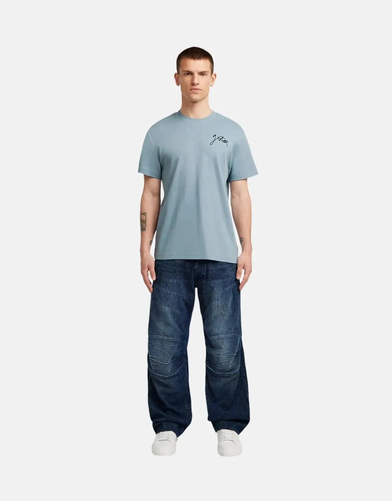Men's G-Star RAW Script Ash Blue Organic Cotton Regular Fit T-Shirt