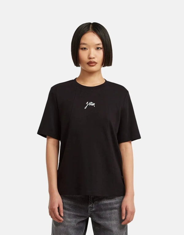 G-Star RAW Women's Black Script Logo Organic Cotton Comfort Stretch T-Shirt