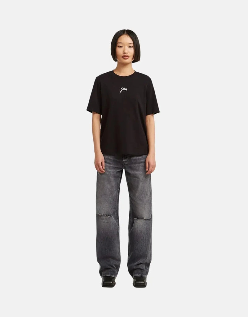 G-Star RAW Women's Black Script Logo Organic Cotton Comfort Stretch T-Shirt