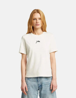 G-Star RAW Organic Cotton Script Graphic T-Shirt for Women, Milk White