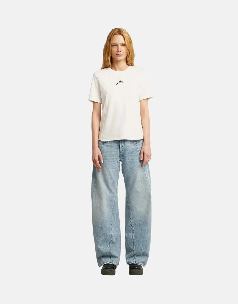 G-Star RAW Organic Cotton Script Graphic T-Shirt for Women, Milk White